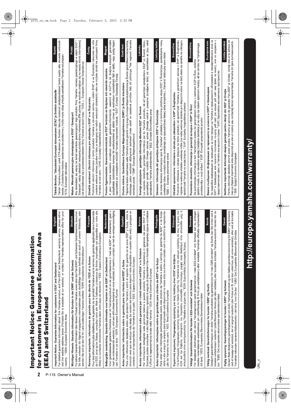 Yamaha P-115 User Manual | Page 2 / 30