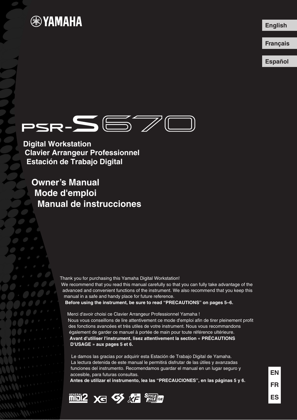 Yamaha PSR-S670 User Manual | 108 pages