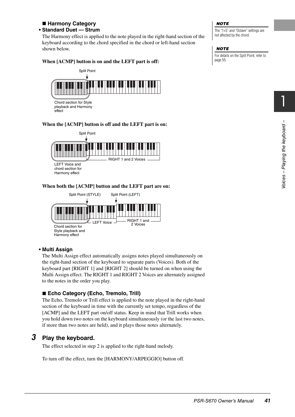 Play the keyboard | Yamaha PSR-S670 User Manual | Page 41 / 108