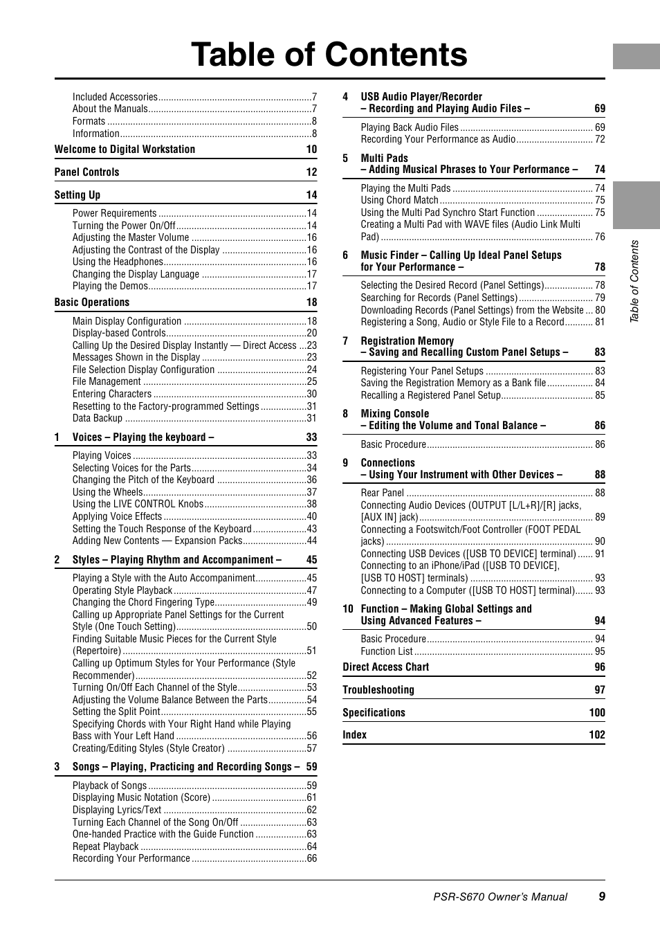Yamaha PSR-S670 User Manual | Page 9 / 108