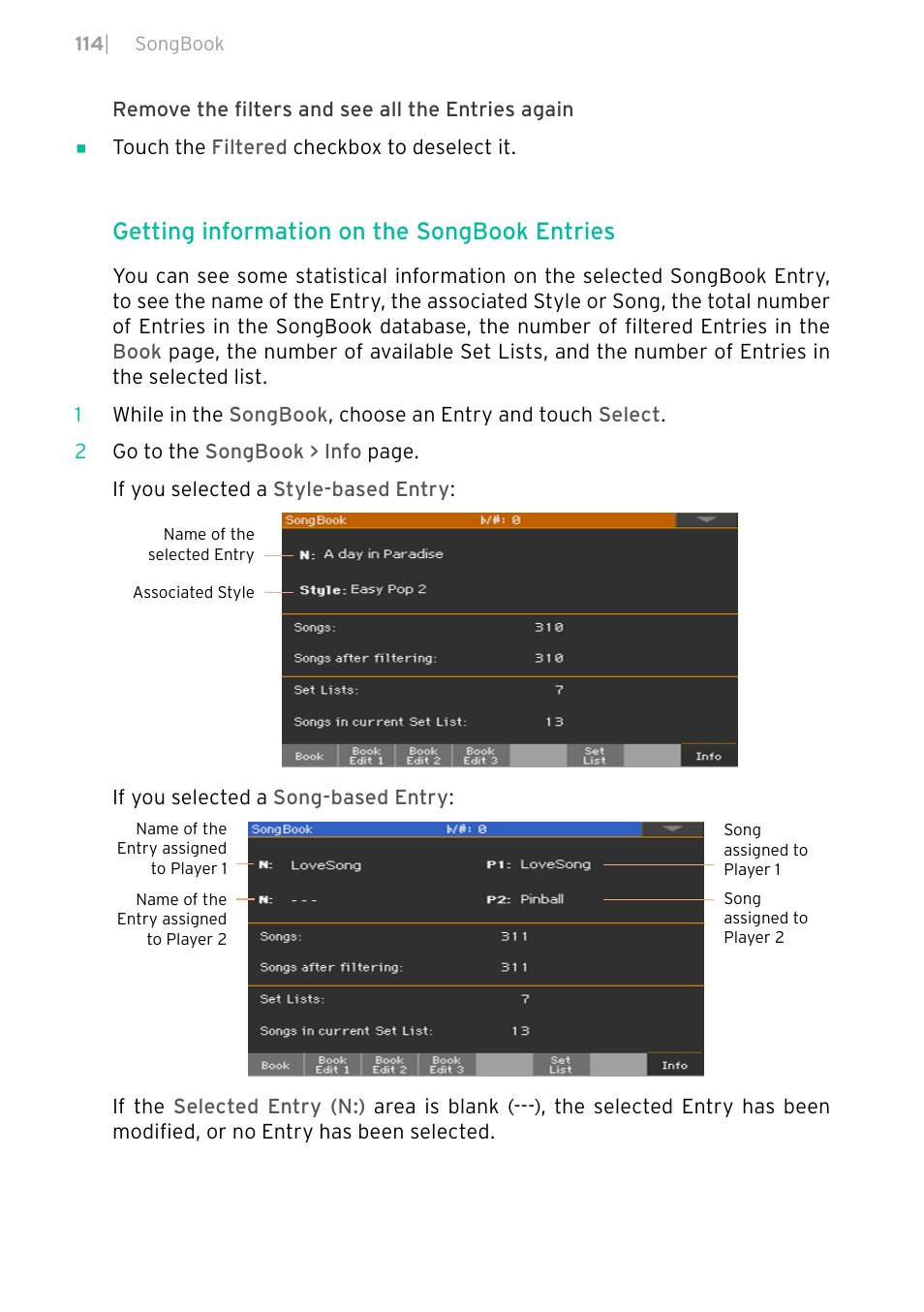 Getting information on the songbook entries | KORG PA4X 76 User Manual | Page 118 / 1074