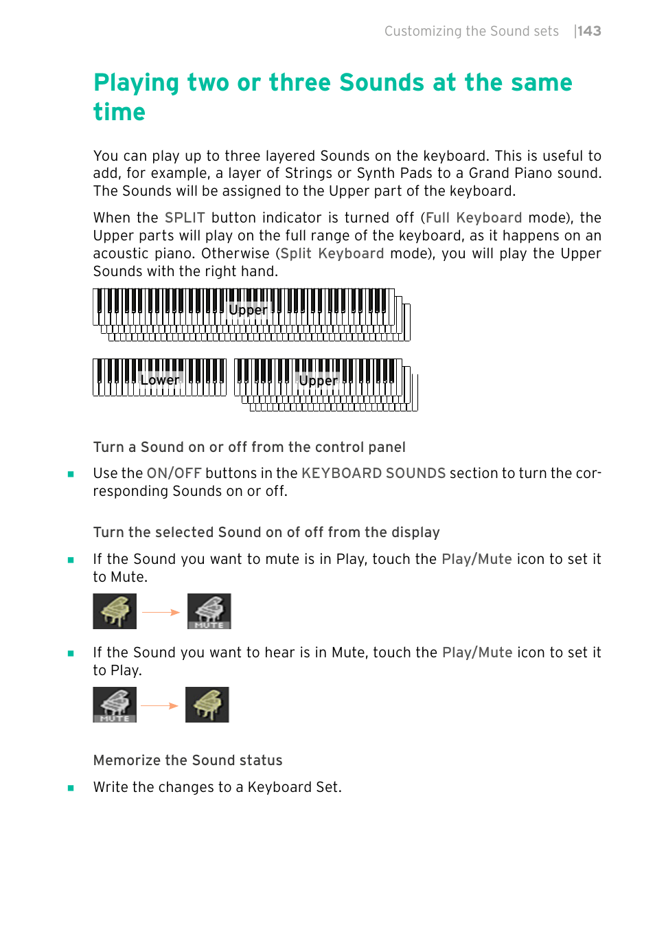 Playing two or three sounds at the same time | KORG PA4X 76 User Manual | Page 147 / 1074