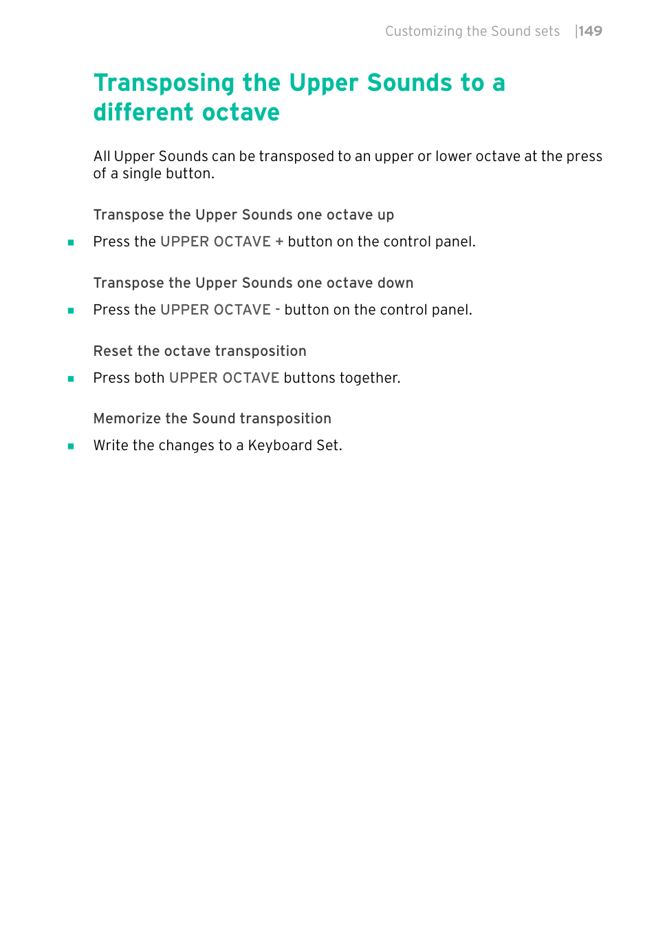 Transposing the upper sounds to a different octave | KORG PA4X 76 User Manual | Page 153 / 1074