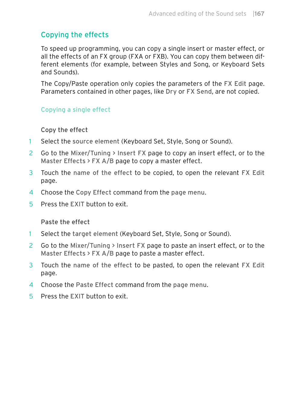 Copying the effects | KORG PA4X 76 User Manual | Page 171 / 1074