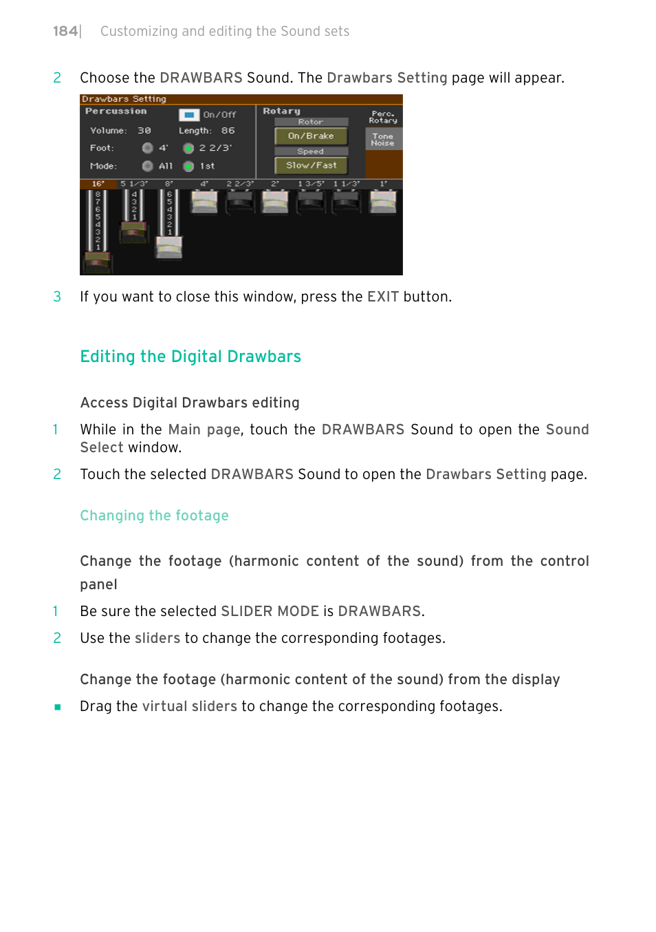 Editing the digital drawbars | KORG PA4X 76 User Manual | Page 188 / 1074