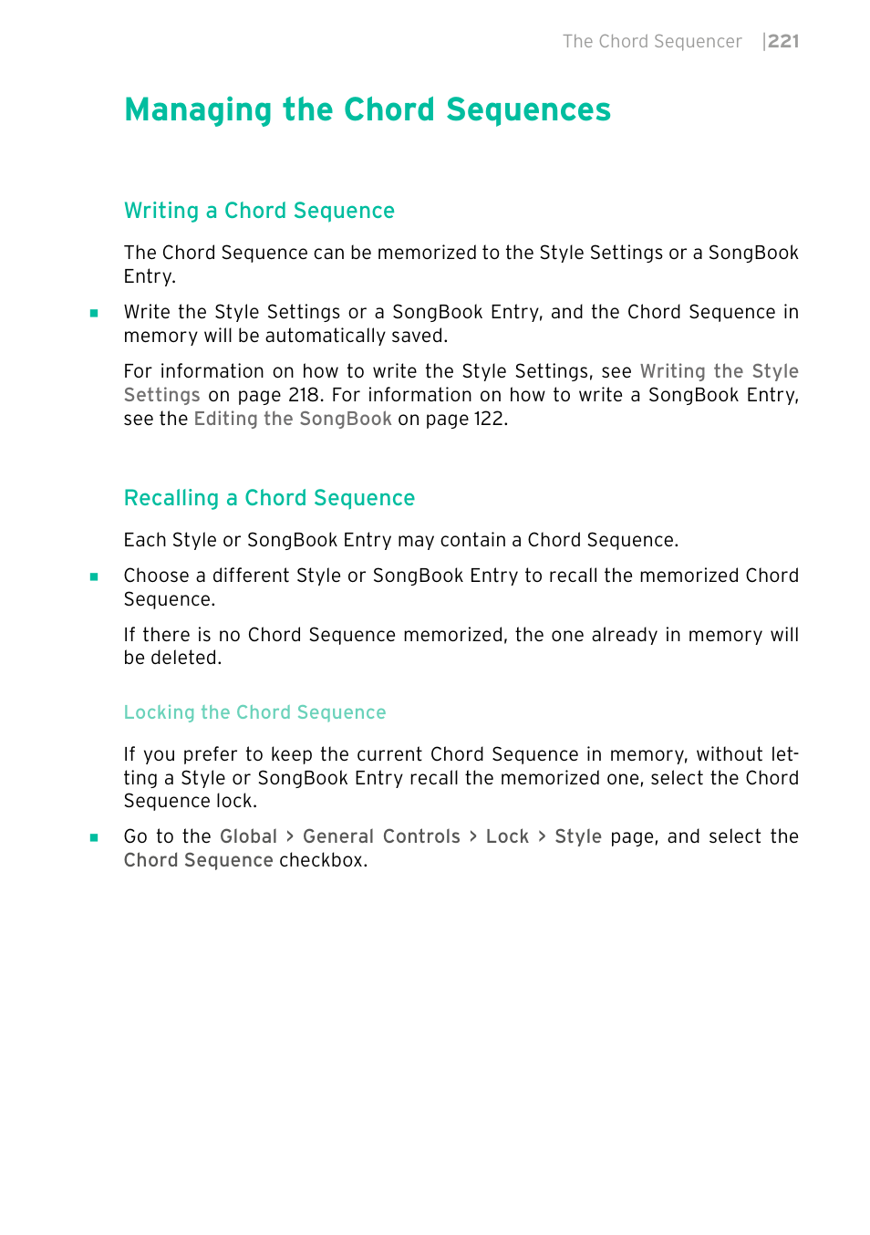 Managing the chord sequences | KORG PA4X 76 User Manual | Page 225 / 1074