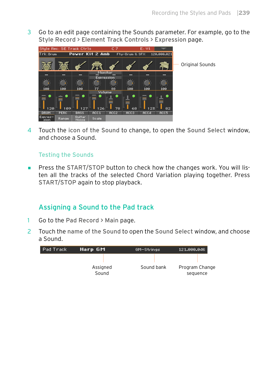 Assigning a sound to the pad track | KORG PA4X 76 User Manual | Page 243 / 1074