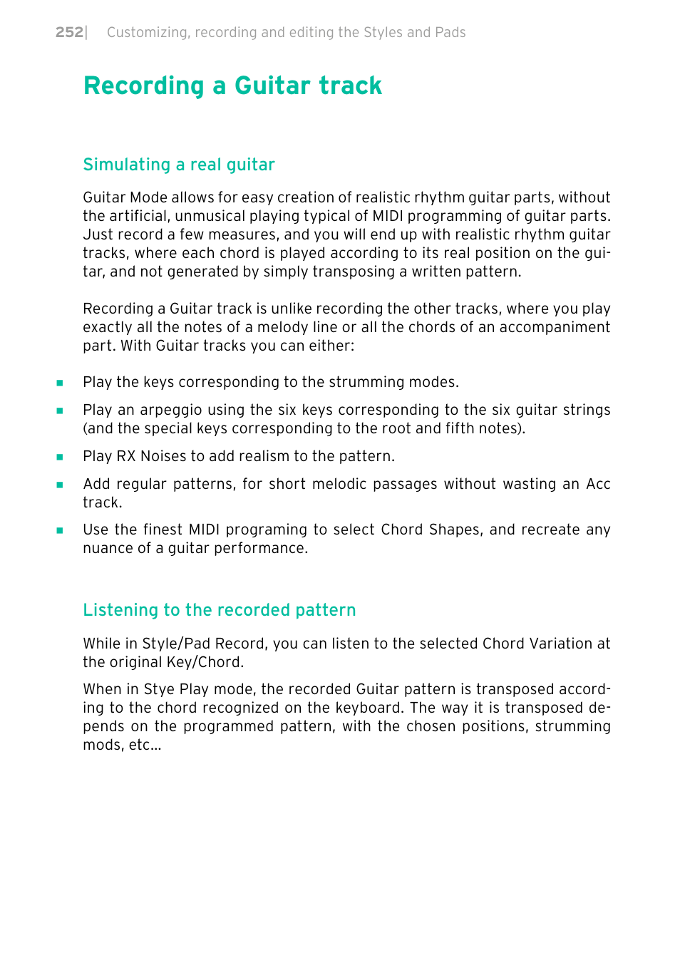 Recording a guitar track, 252 recording a guitar track | KORG PA4X 76 User Manual | Page 256 / 1074