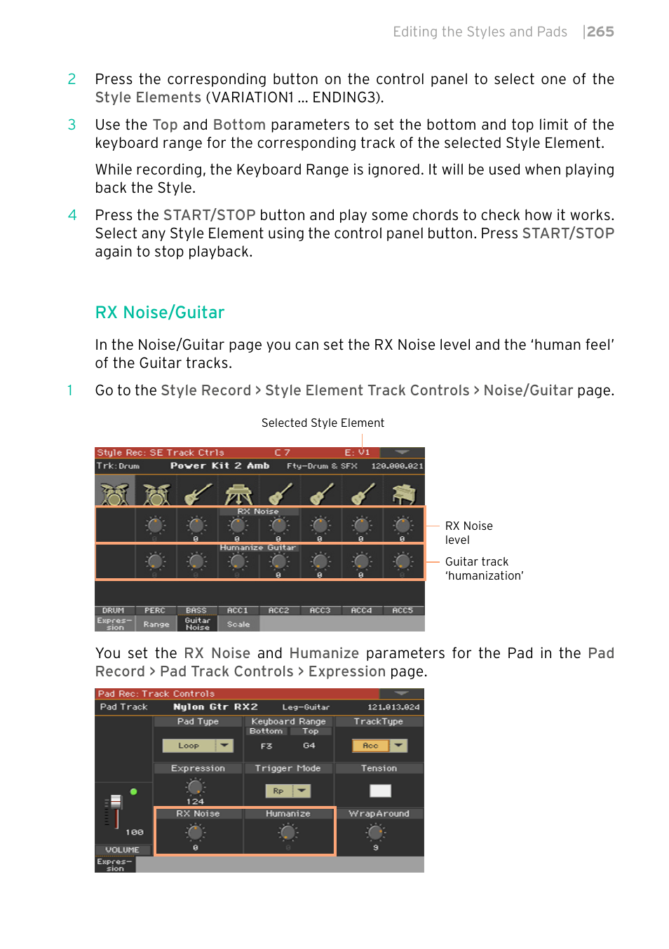 Rx noise/guitar | KORG PA4X 76 User Manual | Page 269 / 1074