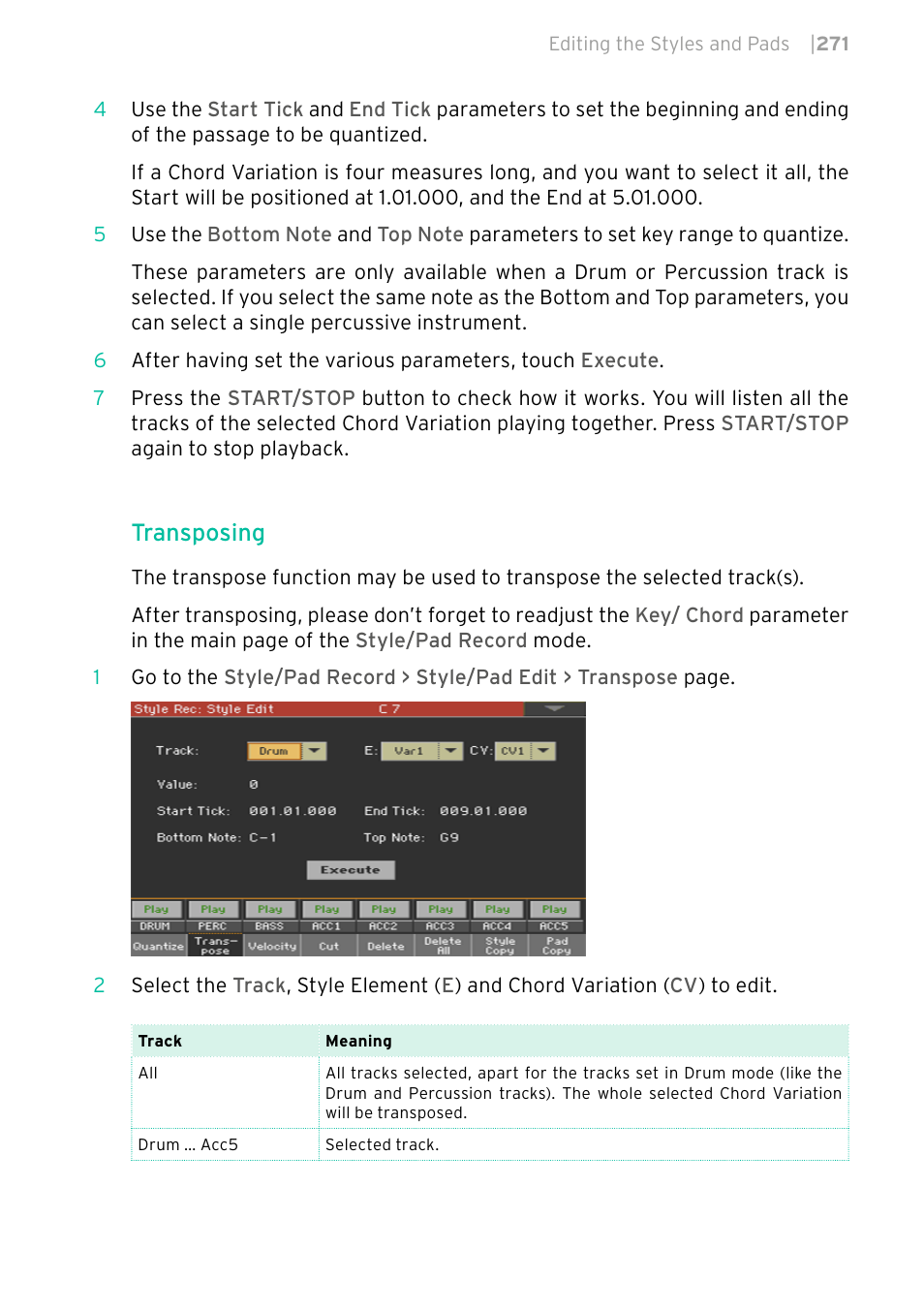 Transposing | KORG PA4X 76 User Manual | Page 275 / 1074