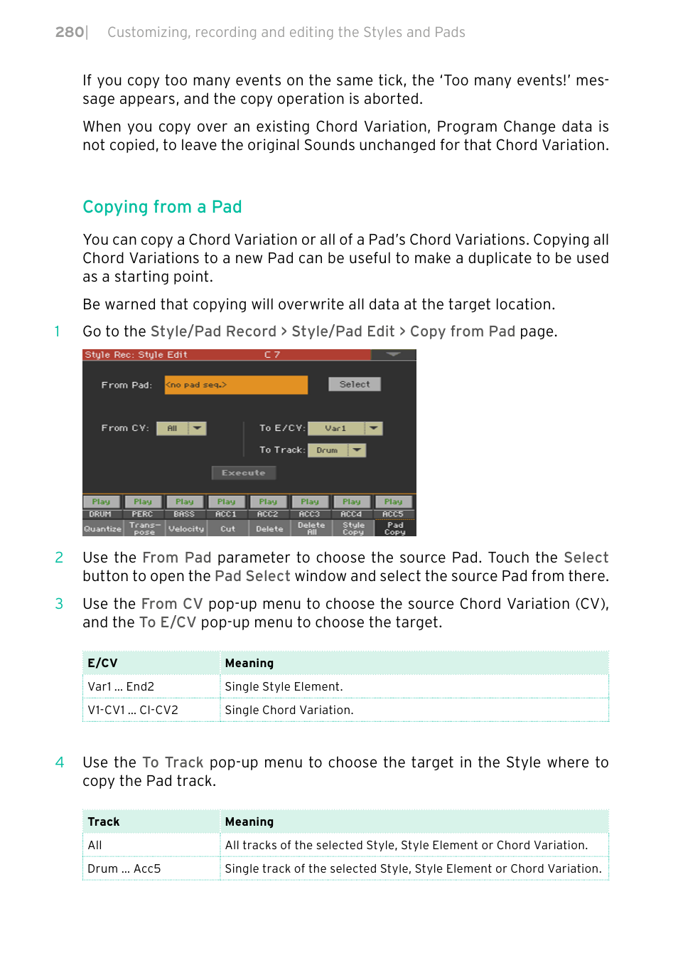 Copying from a pad | KORG PA4X 76 User Manual | Page 284 / 1074