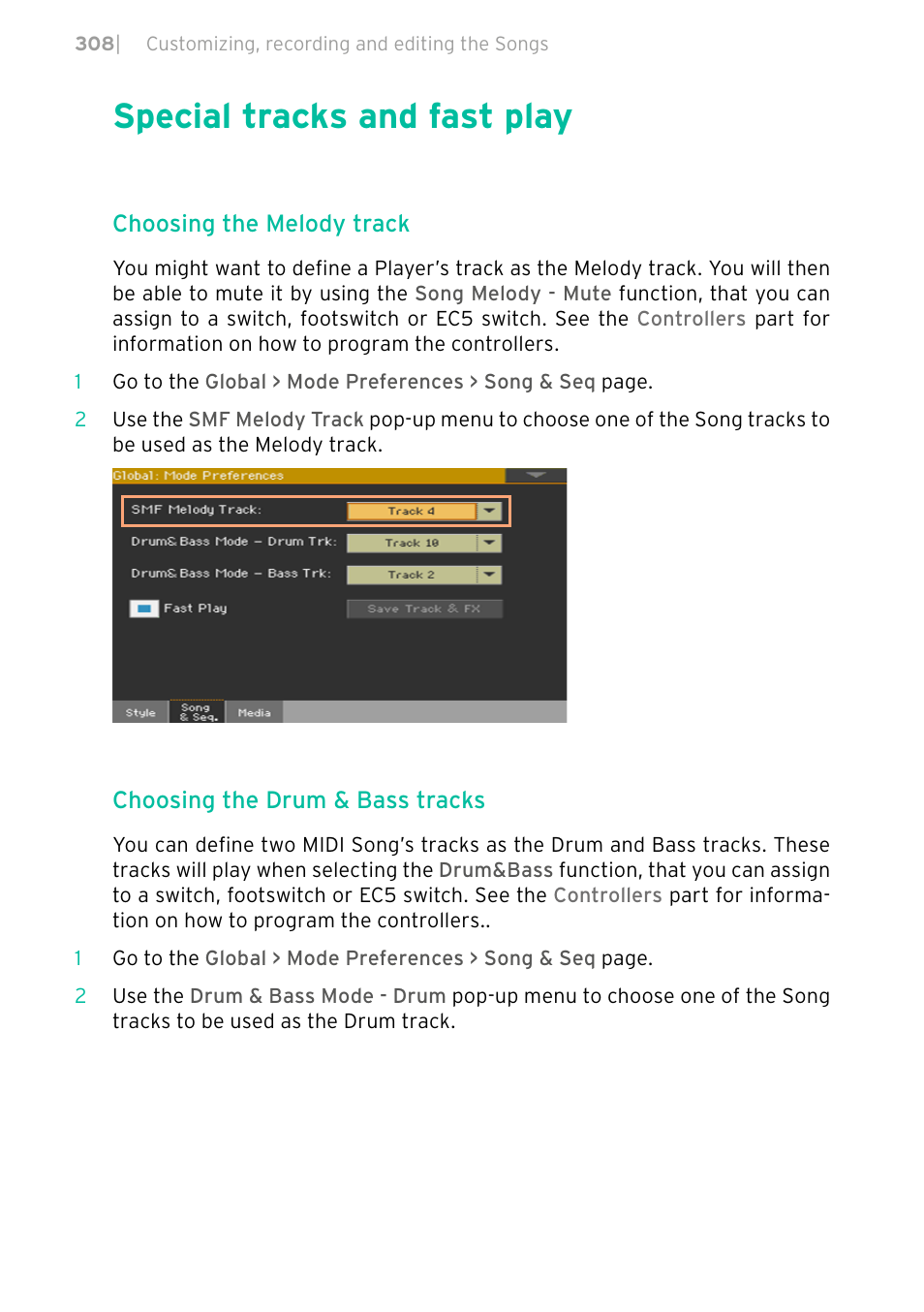 Special tracks and fast play, 308 special tracks and fast play | KORG PA4X 76 User Manual | Page 312 / 1074