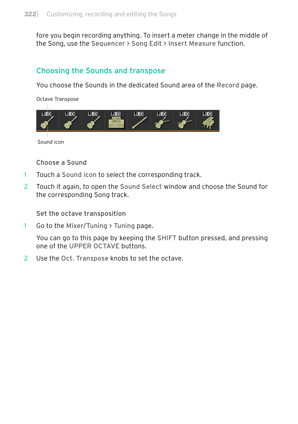 Choosing the sounds and transpose | KORG PA4X 76 User Manual | Page 326 / 1074