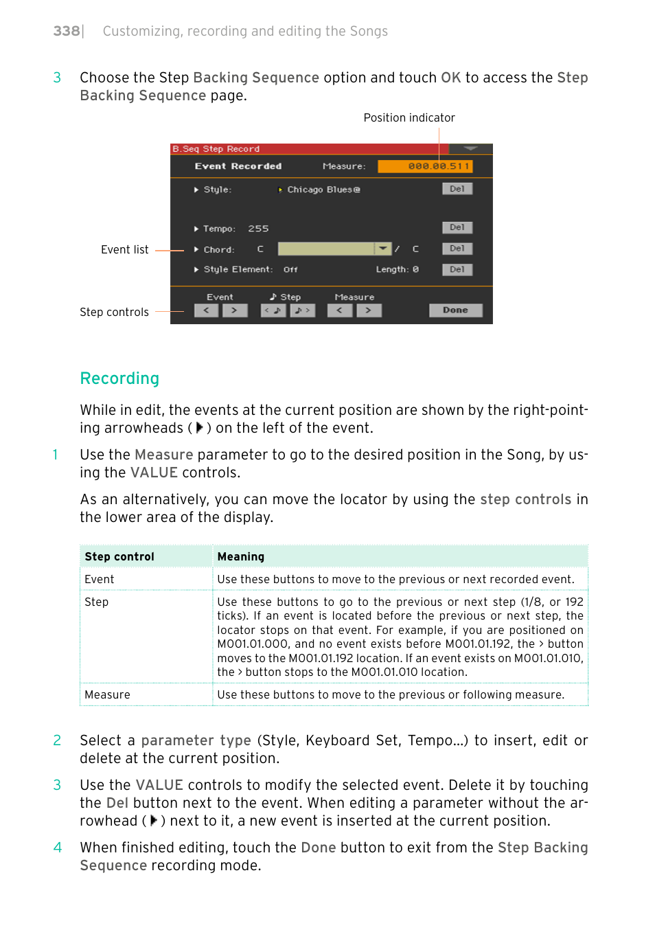 Recording | KORG PA4X 76 User Manual | Page 342 / 1074