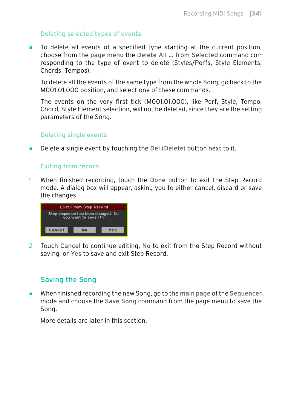 Saving the song | KORG PA4X 76 User Manual | Page 345 / 1074