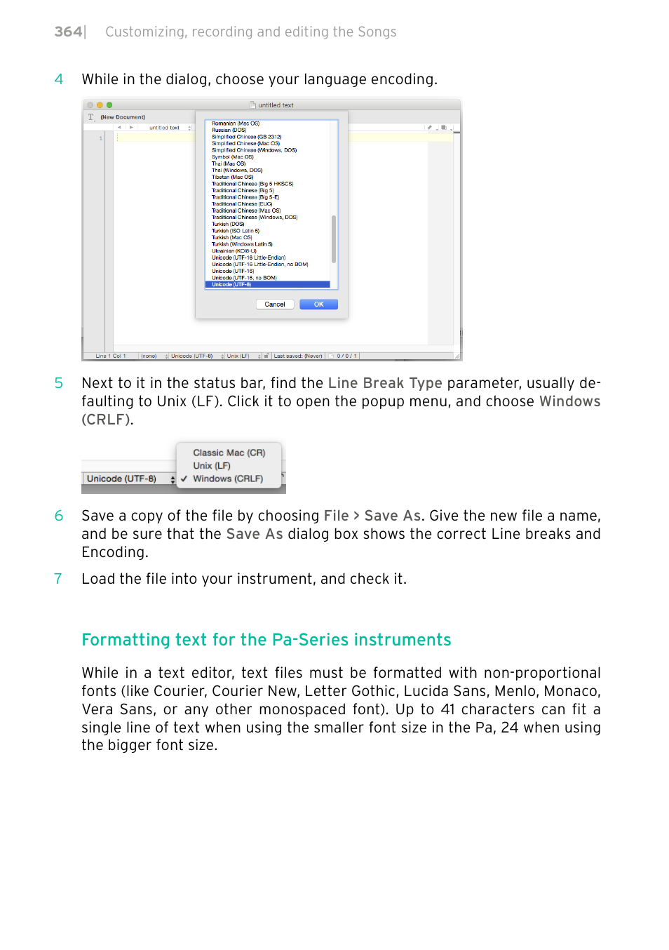 Formatting text for the pa-series instruments | KORG PA4X 76 User Manual | Page 368 / 1074