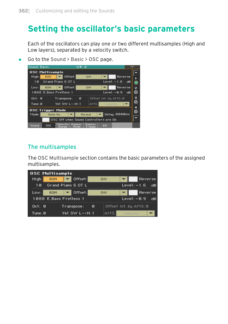 Setting the oscillator’s basic parameters, 382 setting the oscillator’s basic parameters | KORG PA4X 76 User Manual | Page 386 / 1074