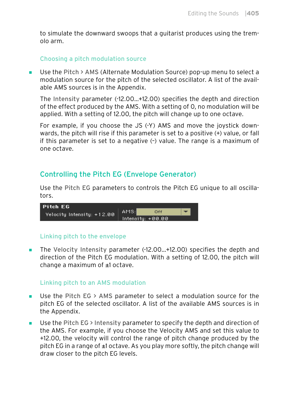 Controlling the pitch eg (envelope generator) | KORG PA4X 76 User Manual | Page 409 / 1074