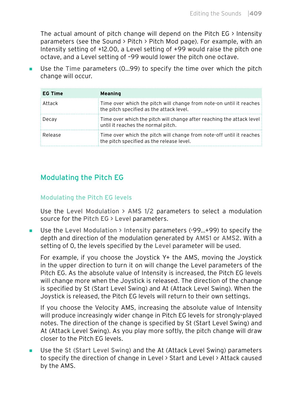 Modulating the pitch eg | KORG PA4X 76 User Manual | Page 413 / 1074