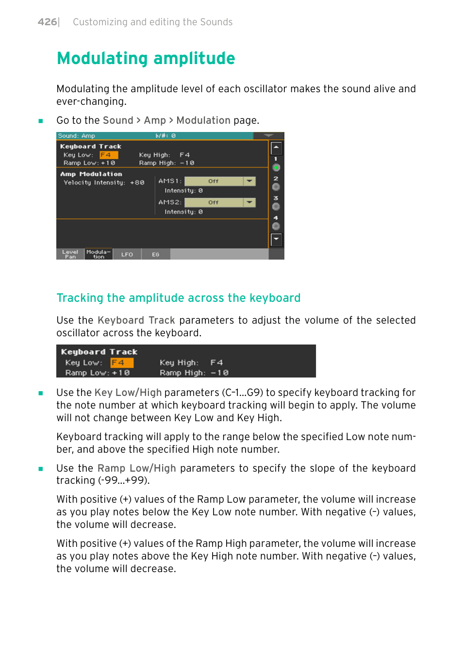 Modulating amplitude, 426 modulating amplitude | KORG PA4X 76 User Manual | Page 430 / 1074