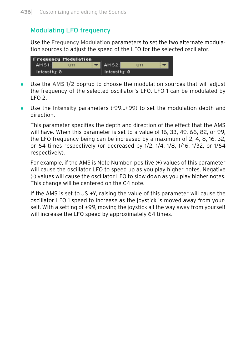 Modulating lfo frequency | KORG PA4X 76 User Manual | Page 440 / 1074