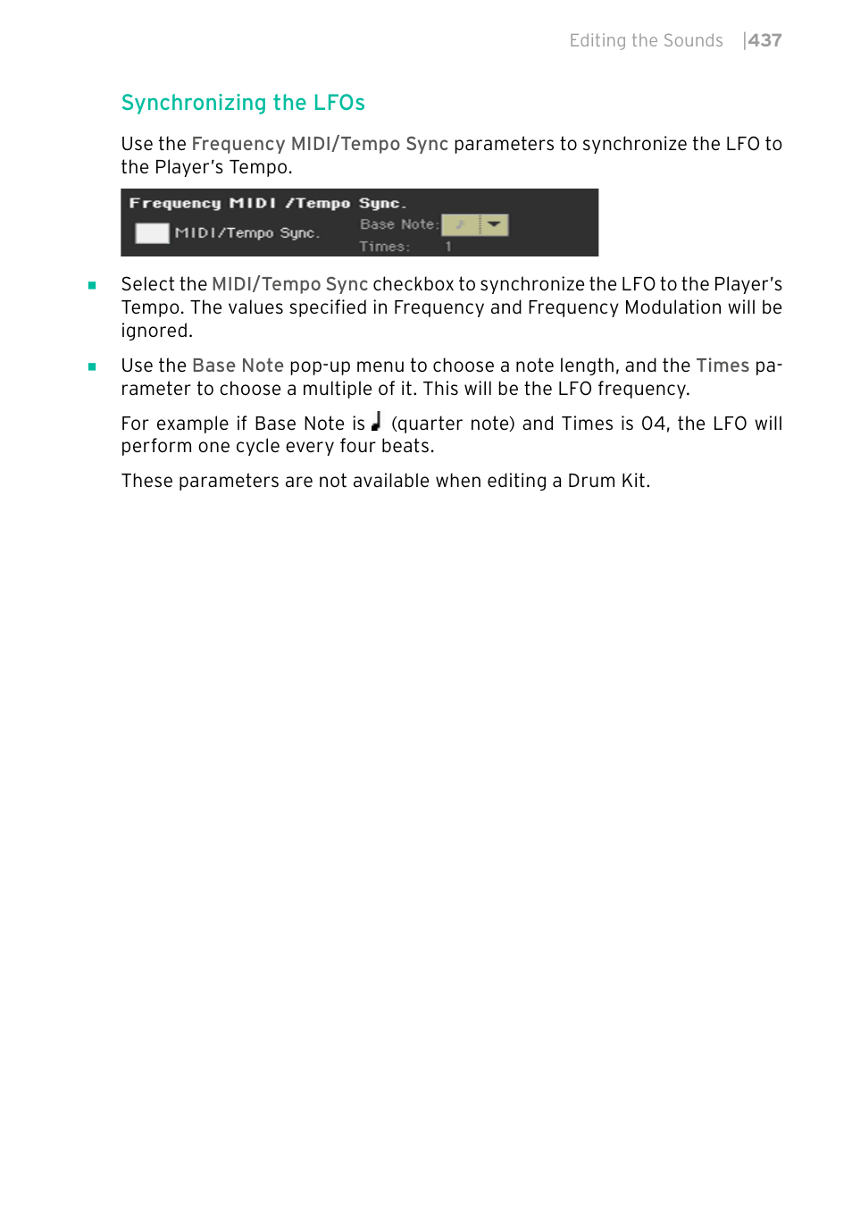 Synchronizing the lfos | KORG PA4X 76 User Manual | Page 441 / 1074