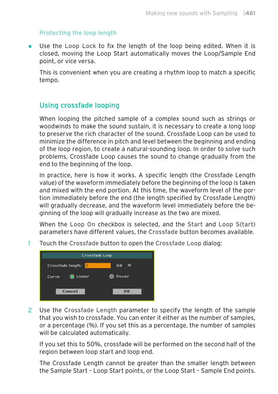 Using crossfade looping | KORG PA4X 76 User Manual | Page 465 / 1074