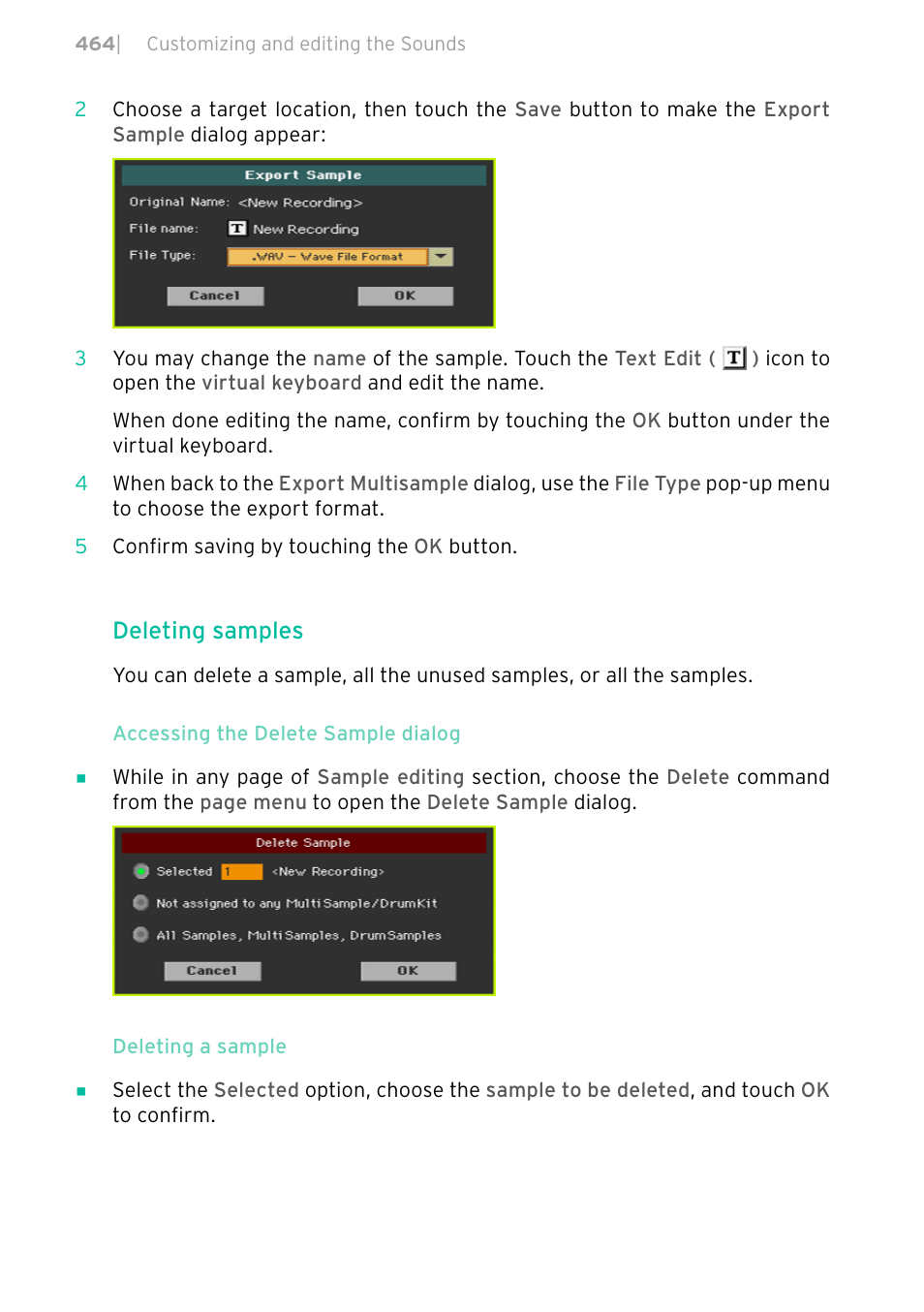 Deleting samples | KORG PA4X 76 User Manual | Page 468 / 1074