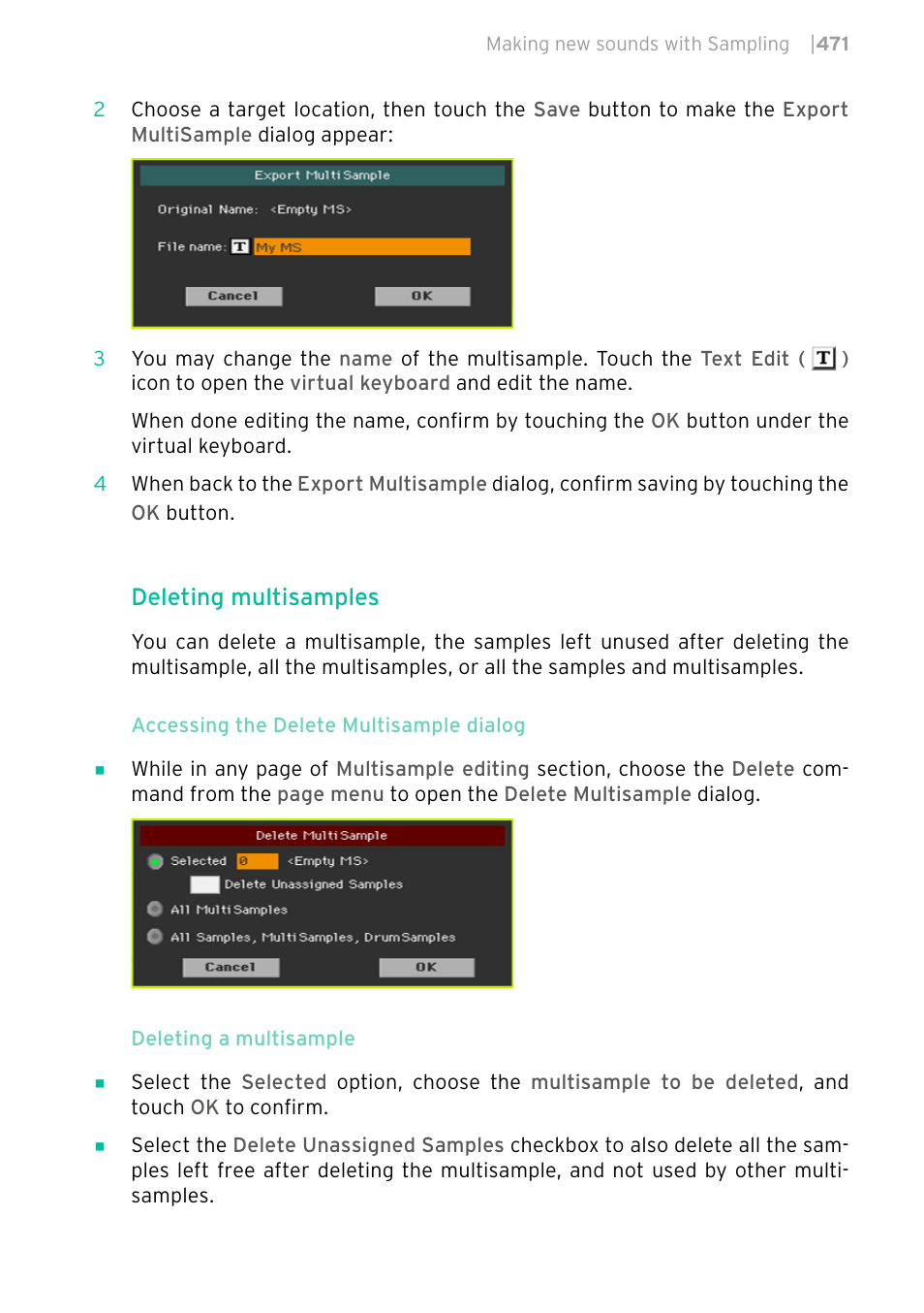 Deleting multisamples | KORG PA4X 76 User Manual | Page 475 / 1074