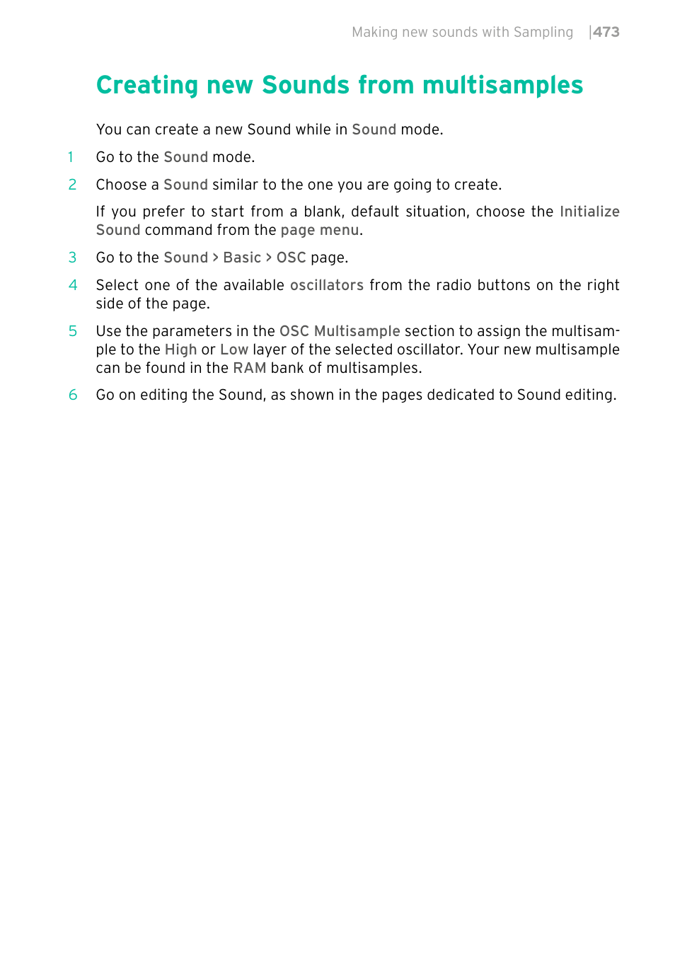 Creating new sounds from multisamples, 473 creating new sounds from multisamples | KORG PA4X 76 User Manual | Page 477 / 1074