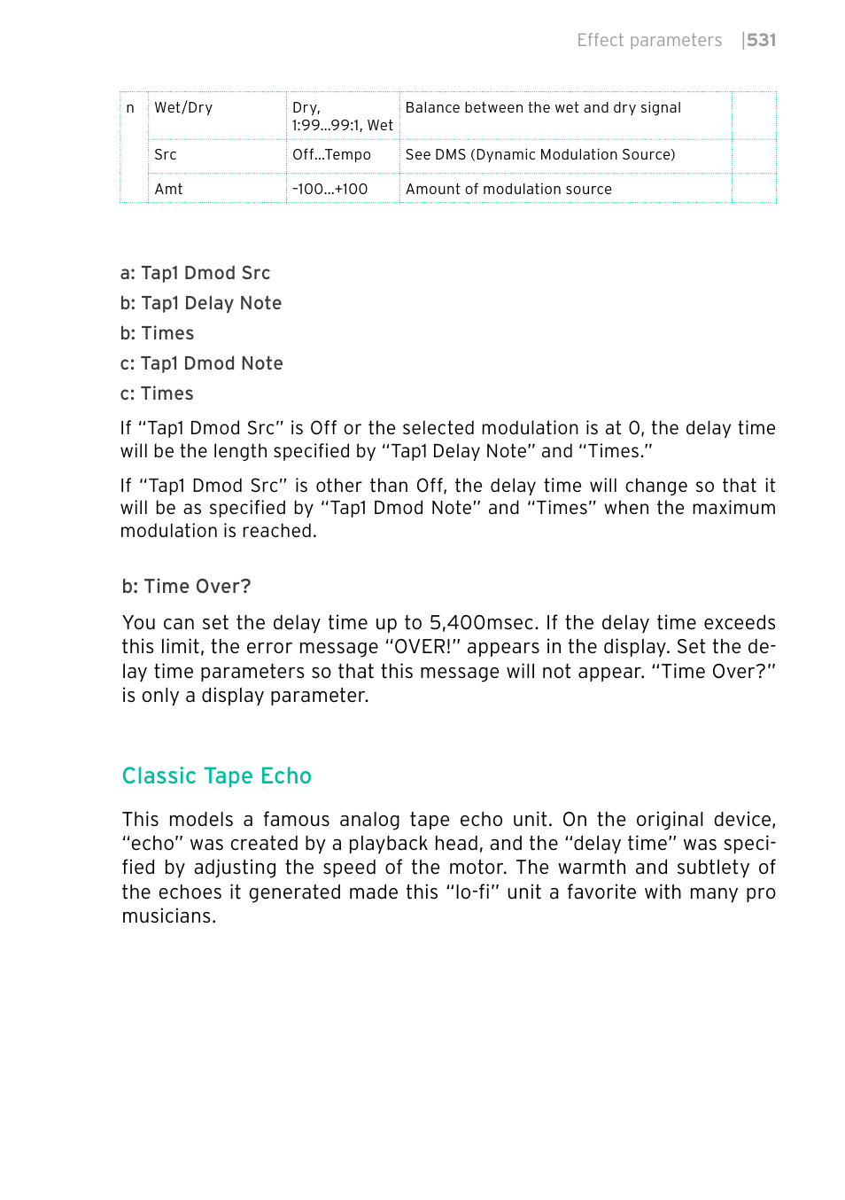 Classic tape echo | KORG PA4X 76 User Manual | Page 535 / 1074