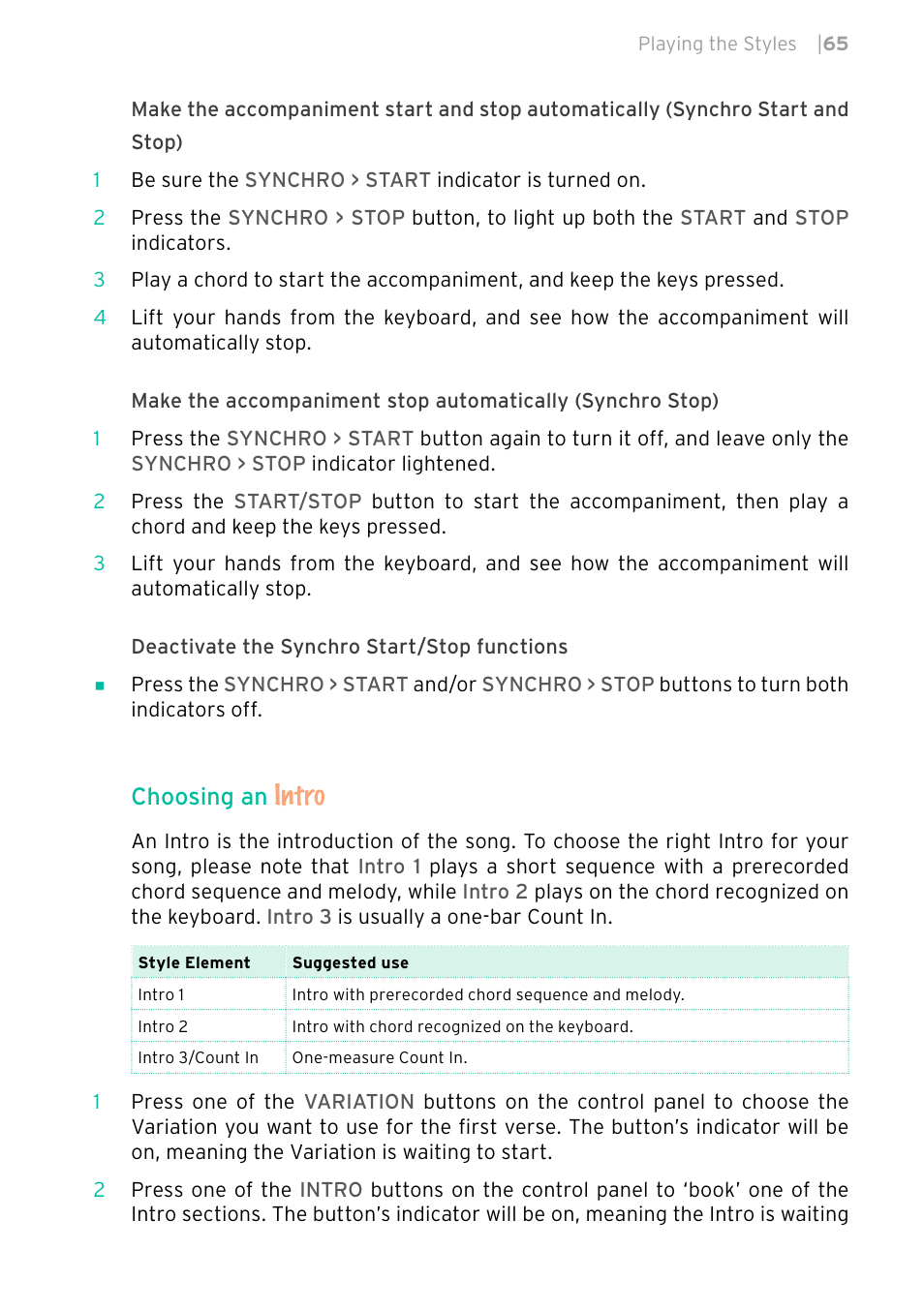 Intro, Choosing an | KORG PA4X 76 User Manual | Page 69 / 1074