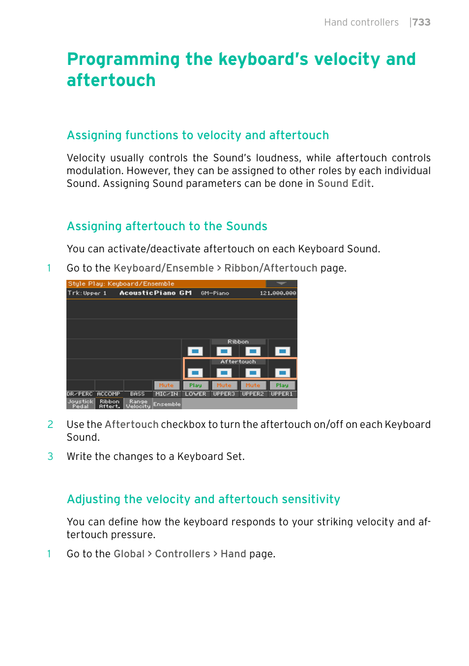 Programming the keyboard’s velocity and aftertouch | KORG PA4X 76 User Manual | Page 737 / 1074