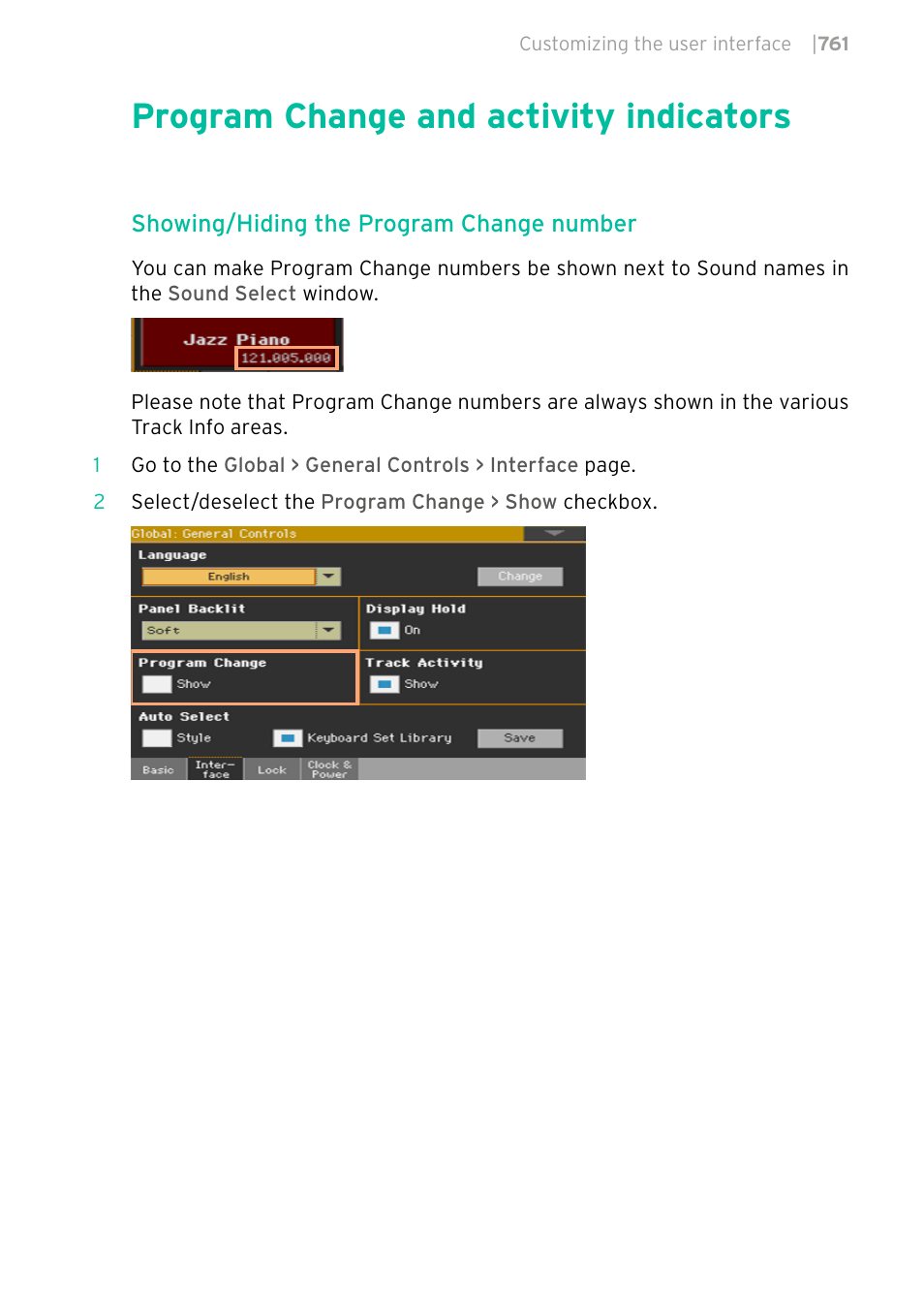 Program change and activity indicators | KORG PA4X 76 User Manual | Page 765 / 1074