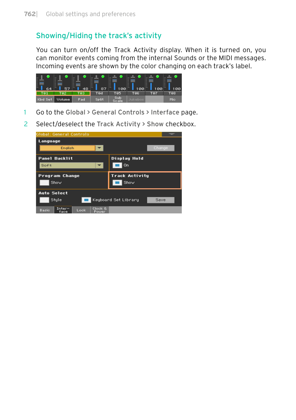 Showing/hiding the track’s activity | KORG PA4X 76 User Manual | Page 766 / 1074