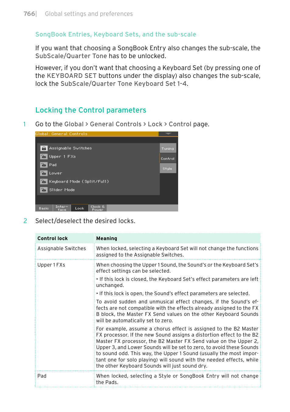 Locking the control parameters | KORG PA4X 76 User Manual | Page 770 / 1074