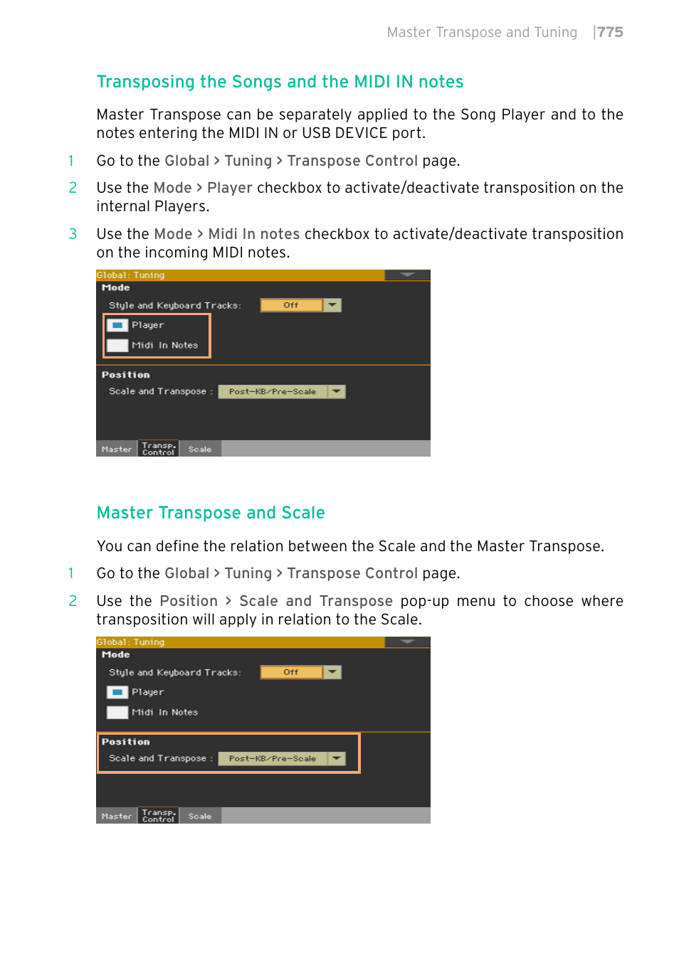 Master transpose and scale | KORG PA4X 76 User Manual | Page 779 / 1074