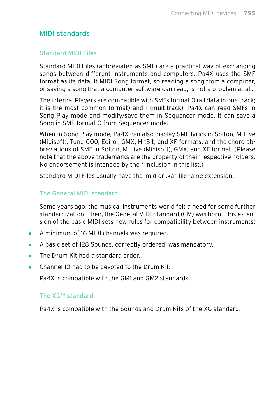 Midi standards | KORG PA4X 76 User Manual | Page 799 / 1074