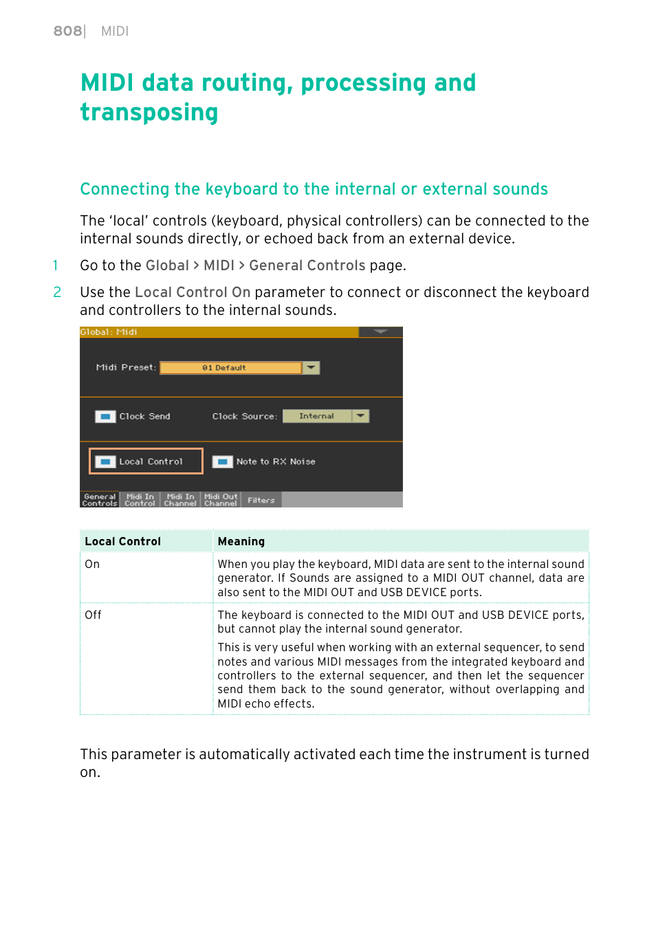 Midi data routing, processing and transposing, 808 midi data routing, processing and transposing | KORG PA4X 76 User Manual | Page 812 / 1074