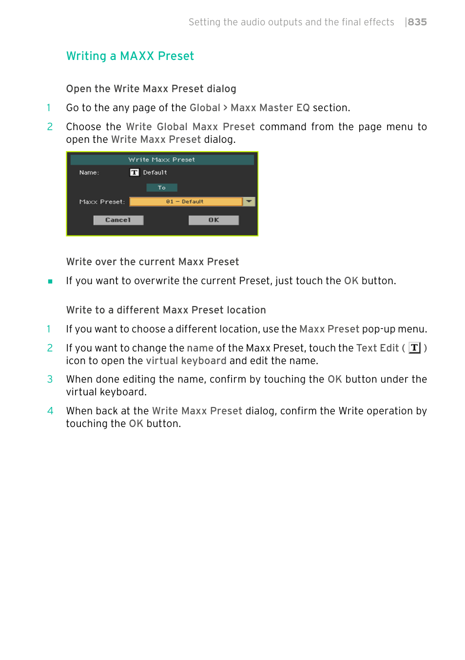 Writing a maxx preset | KORG PA4X 76 User Manual | Page 839 / 1074