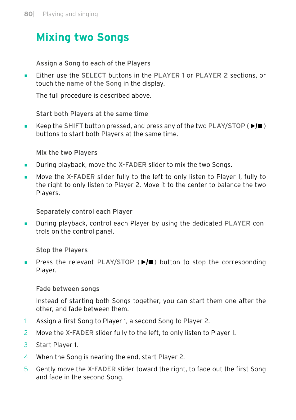 Mixing two songs | KORG PA4X 76 User Manual | Page 84 / 1074