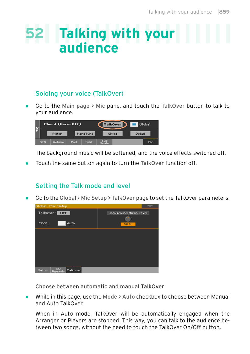 Talking with your audience, 52 talking with your audience | KORG PA4X 76 User Manual | Page 863 / 1074