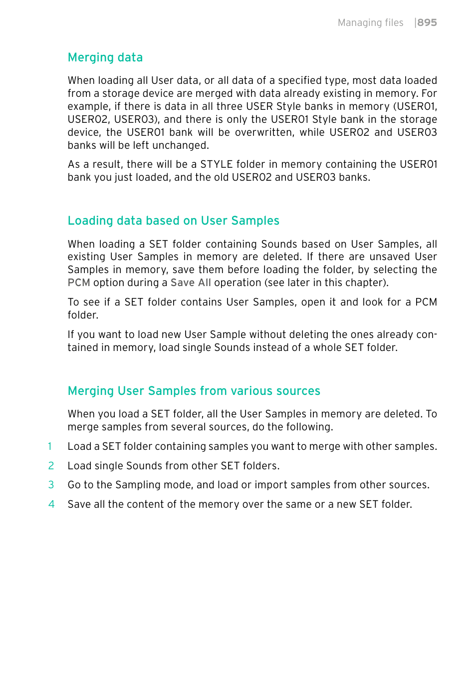 Merging data, Loading data based on user samples, Merging user samples from various sources | KORG PA4X 76 User Manual | Page 899 / 1074