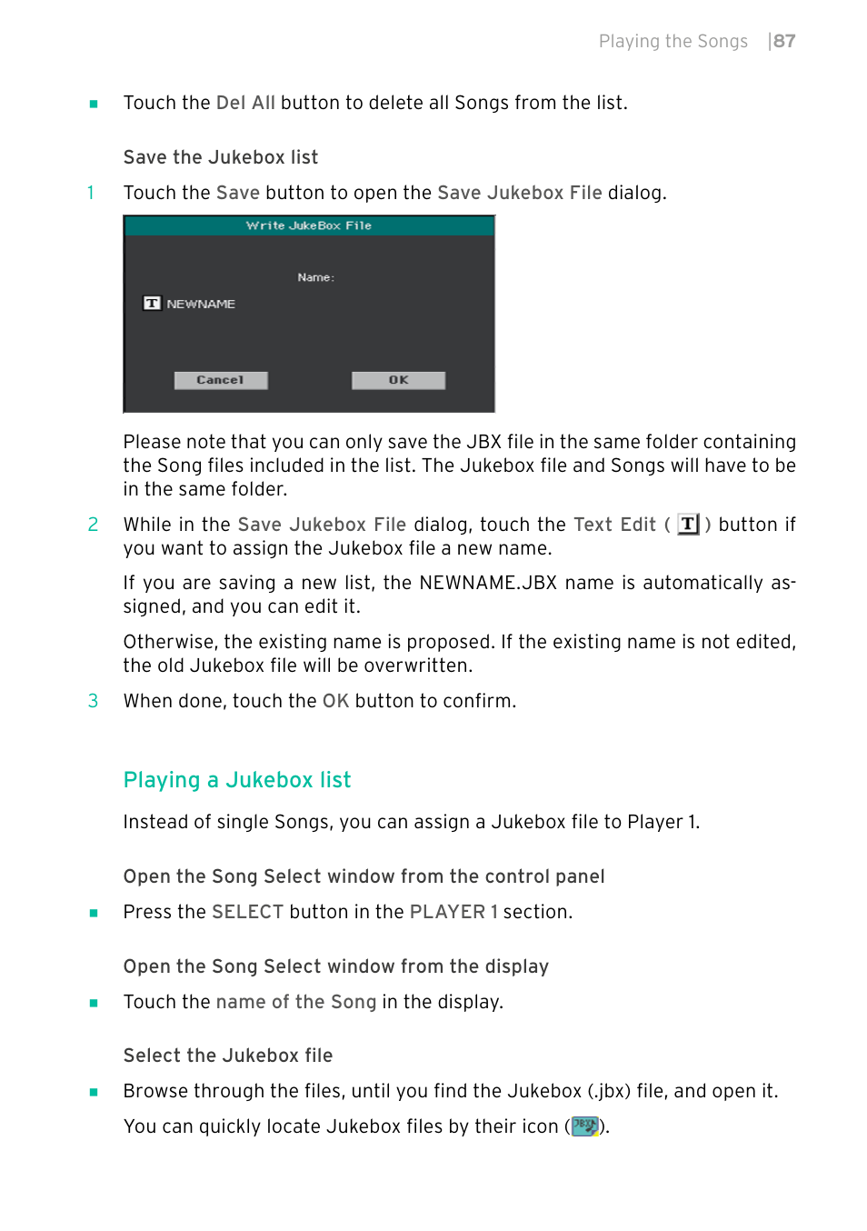 Playing a jukebox list | KORG PA4X 76 User Manual | Page 91 / 1074