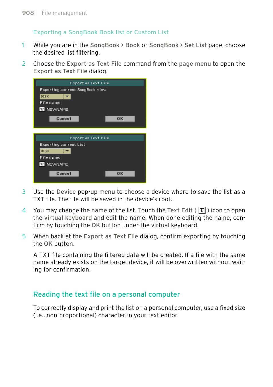 Reading the text file on a personal computer | KORG PA4X 76 User Manual | Page 912 / 1074