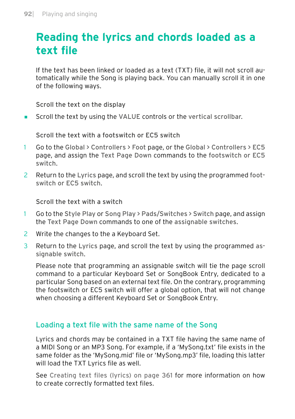 Loading a text file with the same name of the song | KORG PA4X 76 User Manual | Page 96 / 1074