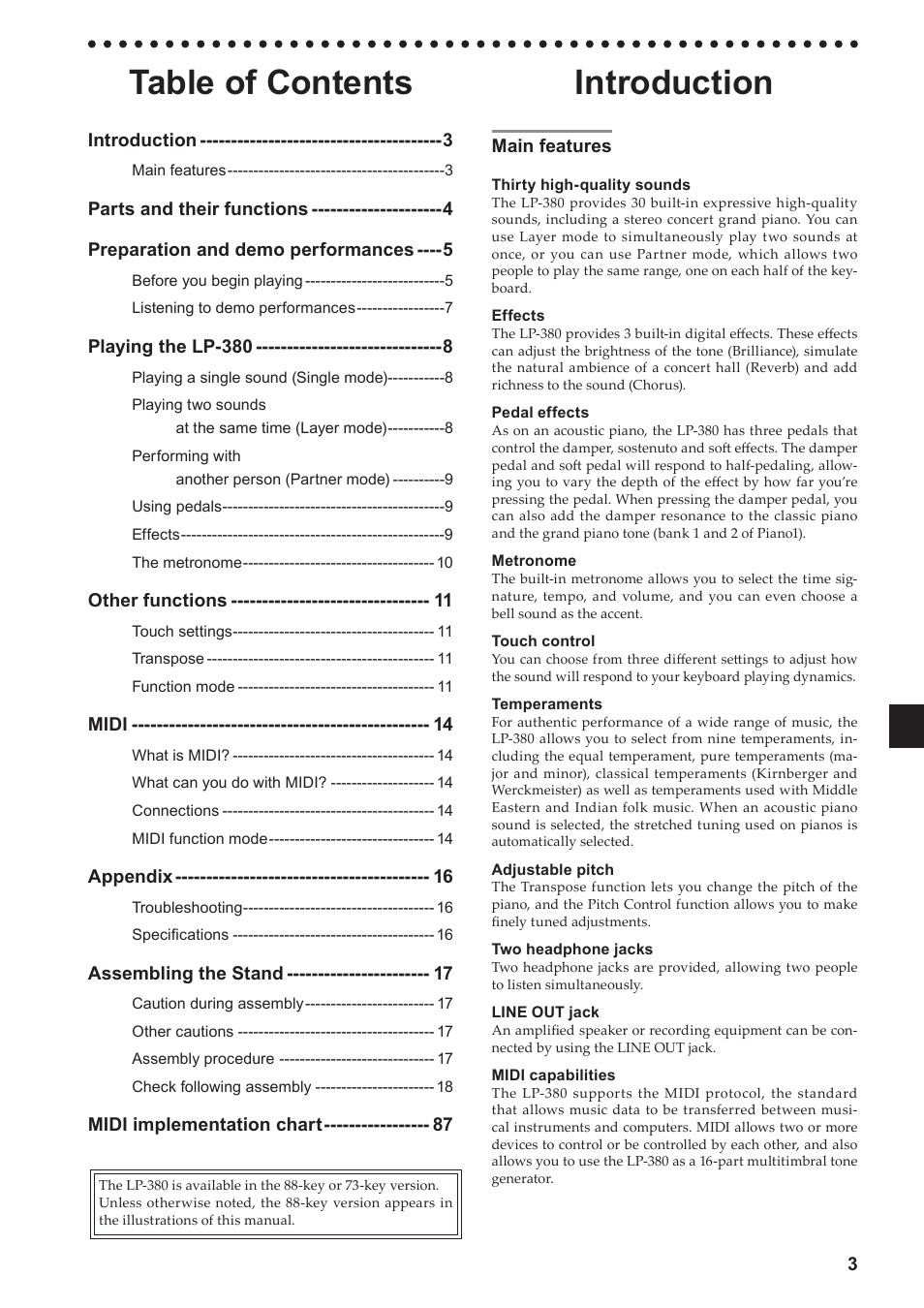 KORG LP-380-73 User Manual | Page 3 / 71