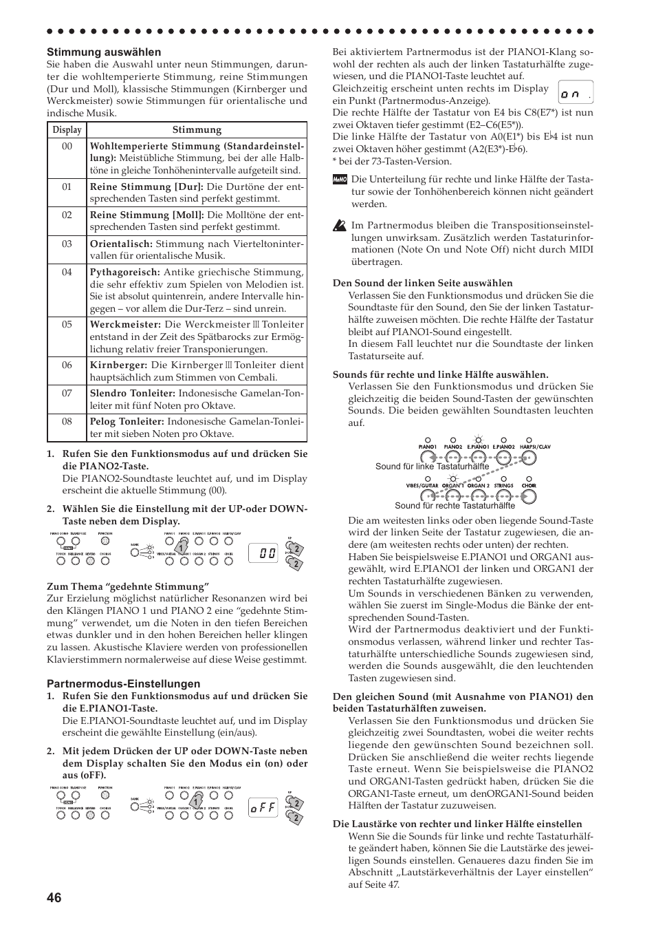 Siehe seite 46), Sie im abschnitt „partnermodus, Einstellungen“ auf seite 46 | KORG LP-380-73 User Manual | Page 46 / 71