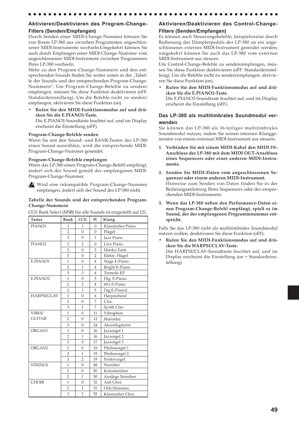 KORG LP-380-73 User Manual | Page 49 / 71