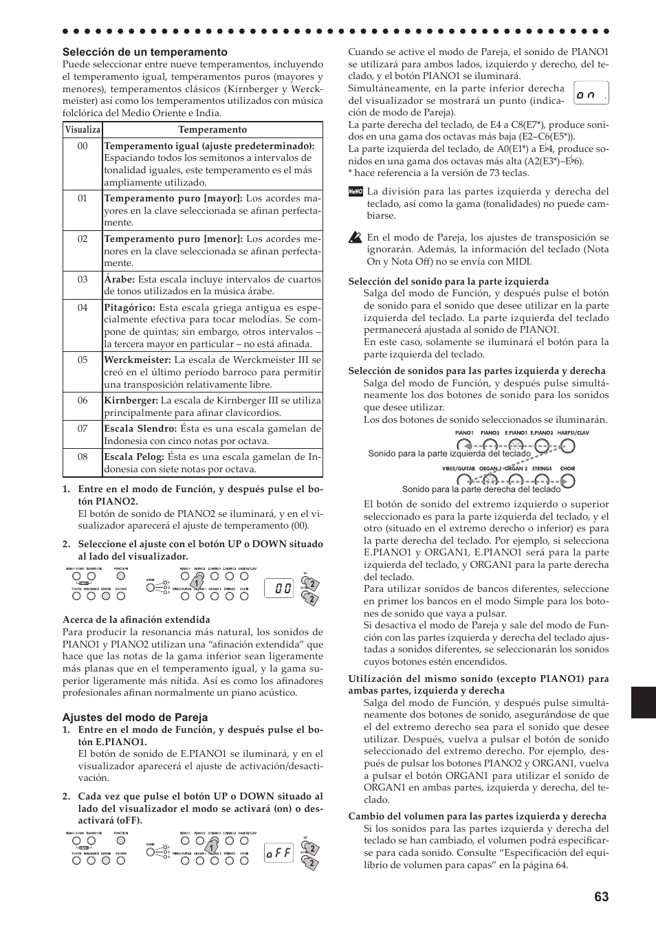 Consulte “ajustes del modo de | KORG LP-380-73 User Manual | Page 63 / 71